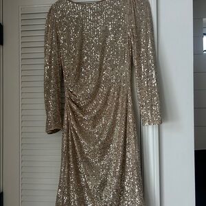 Nanette Lepore Gold Sequin Long Sleeve Dress